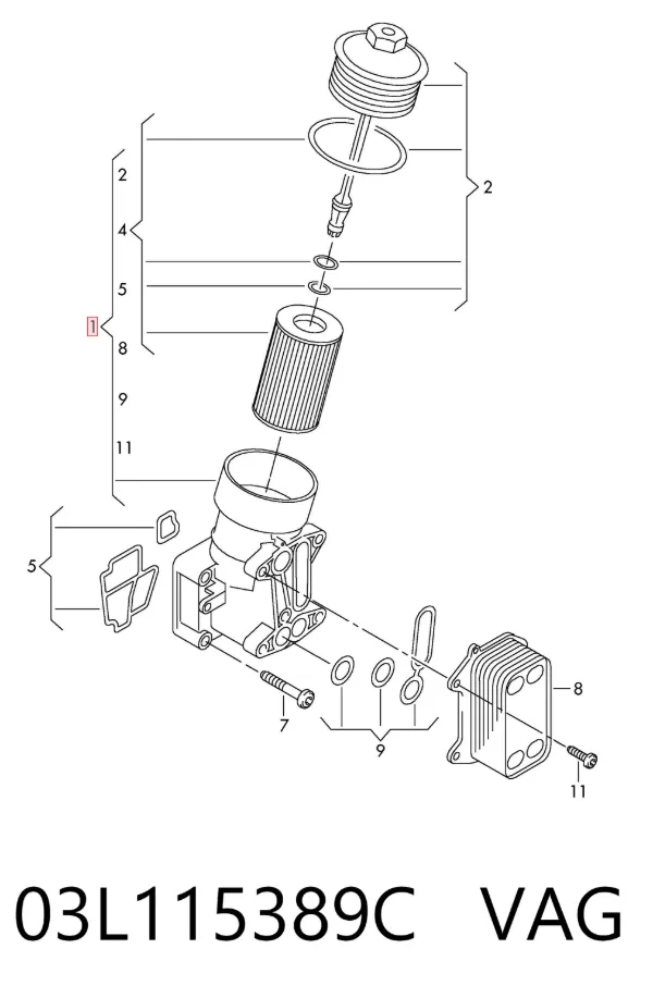 Корпус масляного фильтра 03L115389C VAG