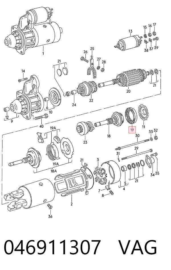 Бендикс стартера 046911307 VAG