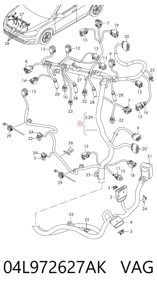 Жгут проводов моторного отсека 04L972627AK VAG