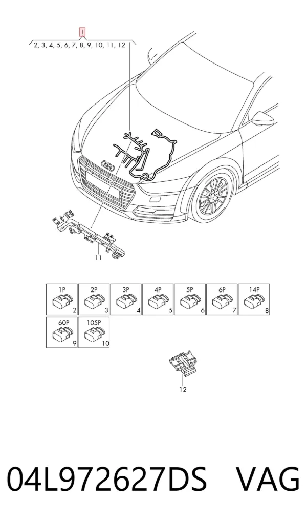 Жгут проводов моторного отсека 04L972627DS VAG