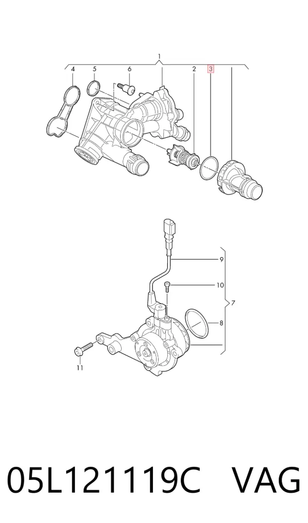 Прокладка водяной помпы 05L121119C VAG