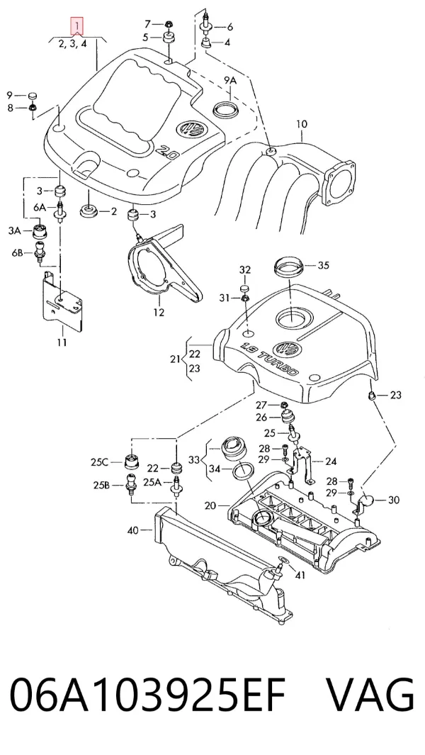 Крышка двигателя 06A103925EF VAG