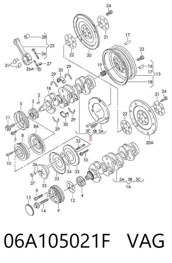 Коленвал 06A105021F VAG