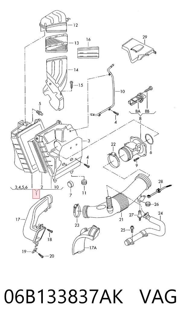 Корпус фильтра 06B133837AK VAG
