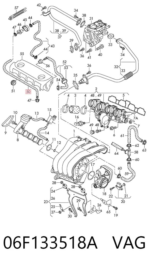 Шланг (патрубок) вакуумного насоса 06F133518A VAG
