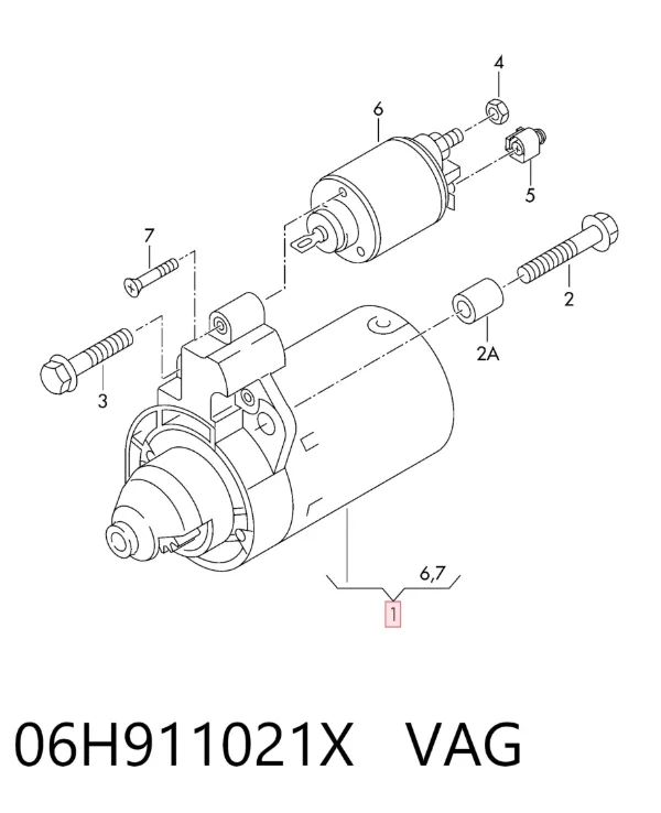 Стартер 06H911021X VAG