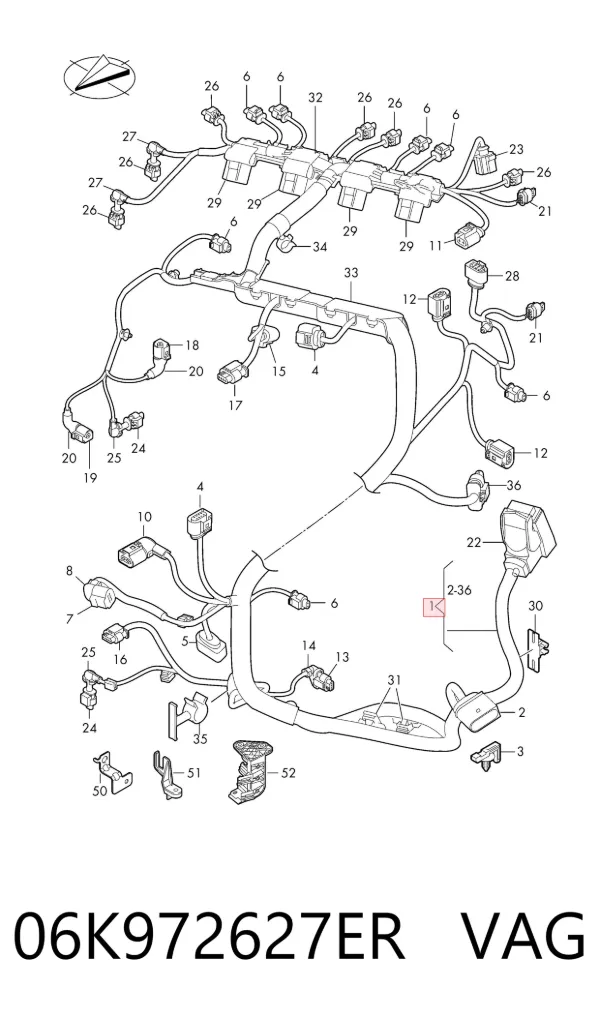 Жгут проводов моторного отсека 06K972627ER VAG