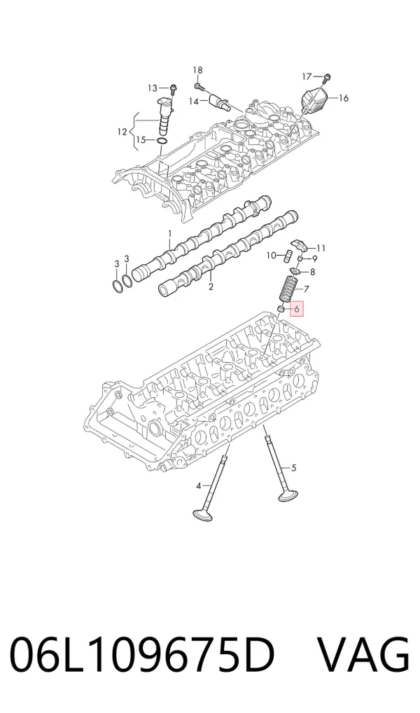 Маслосъемный сальник выпускного клапана 06L109675D VAG