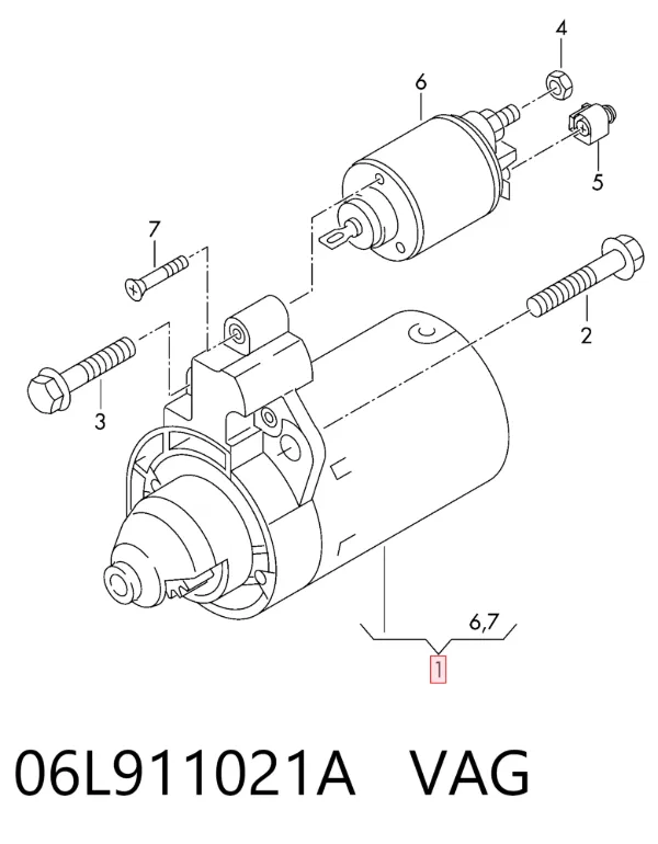 Стартер 06L911021A VAG