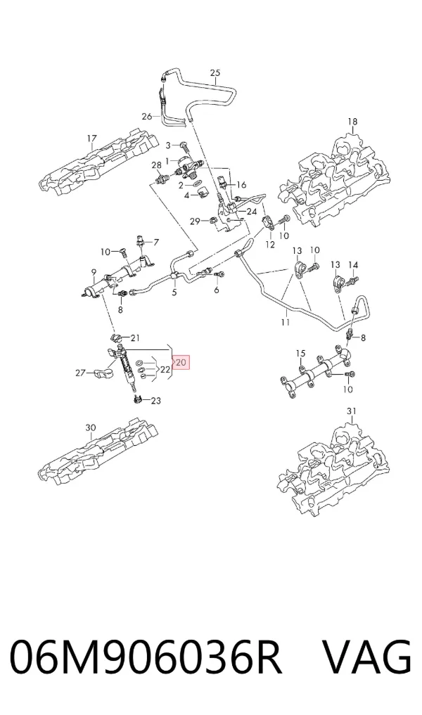 Топливные форсунки 06M906036R VAG