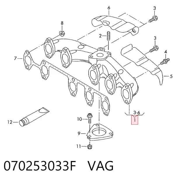 Выпускной коллектор 070253033F VAG
