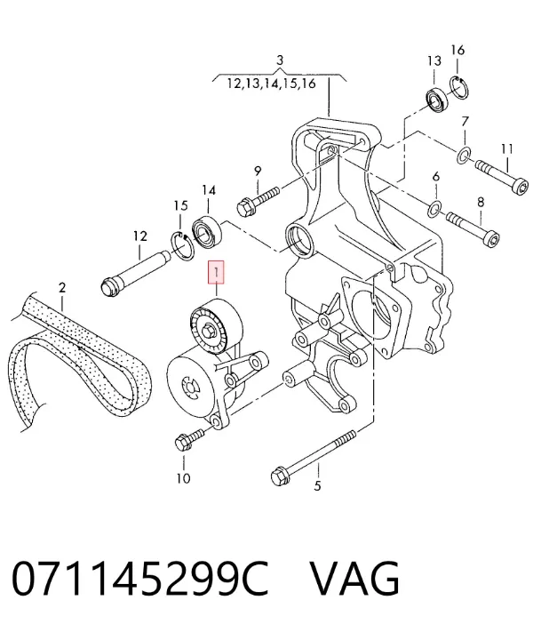 Натяжитель приводного ремня 071145299C VAG