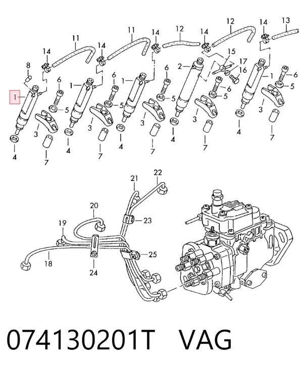 Топливные форсунки 074130201T VAG