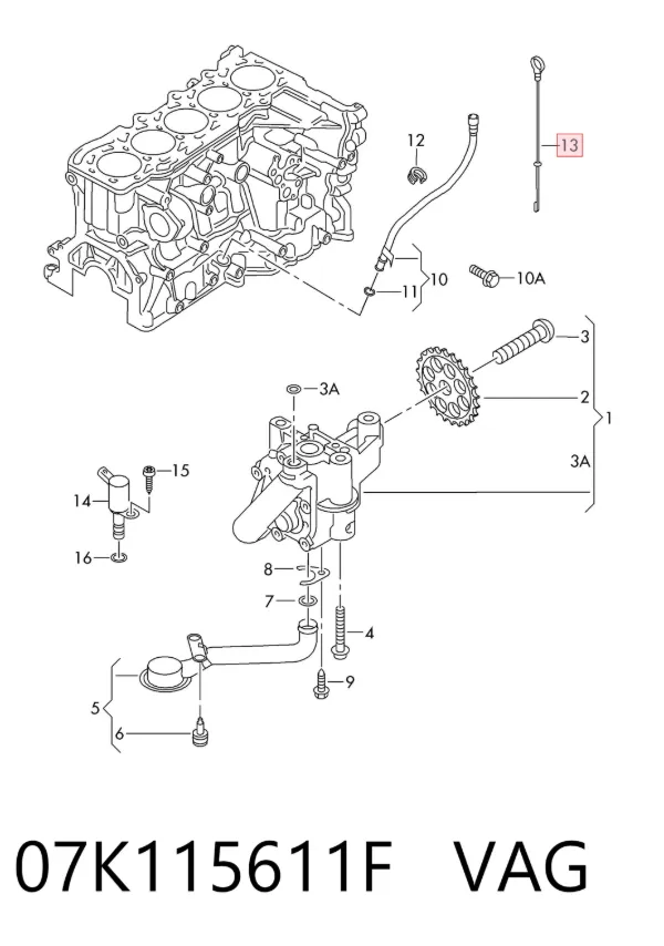 Щуп масляный 07K115611F VAG