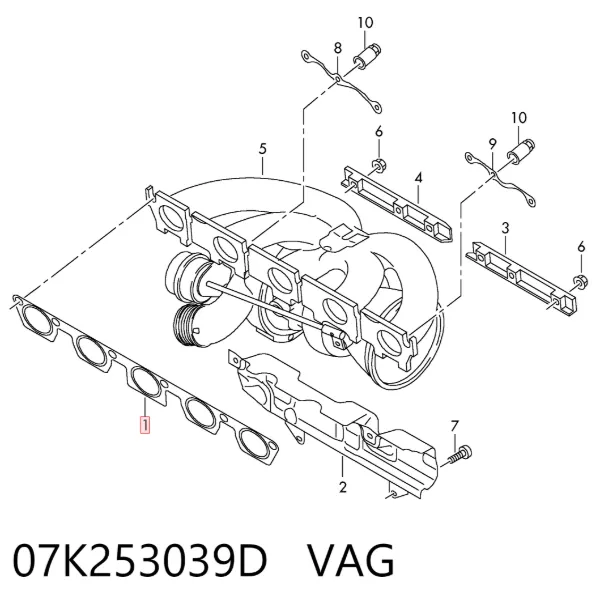 Прокладка коллектора 07K253039D VAG