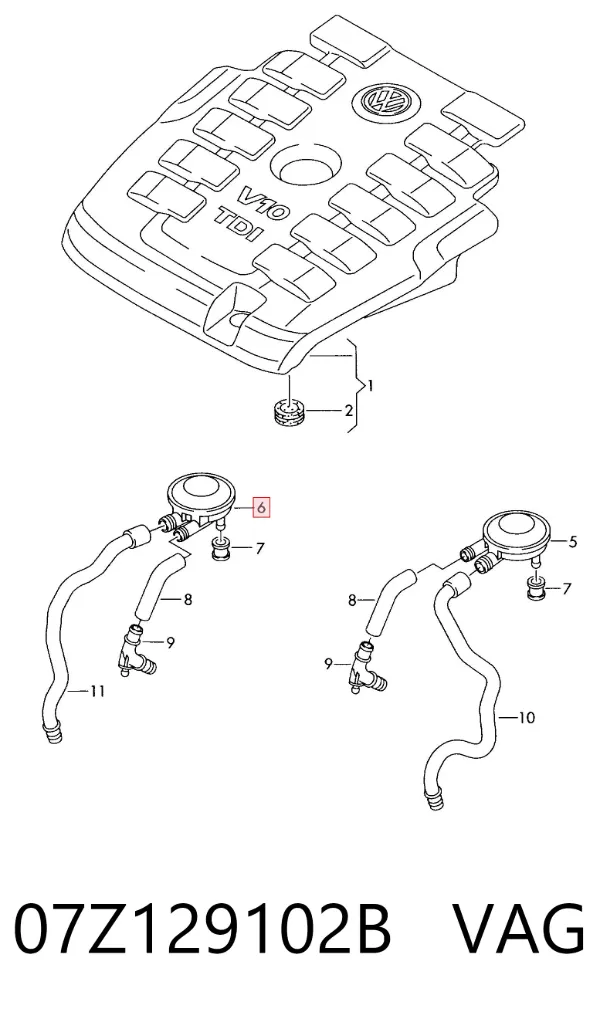 Маслоотделитель картерных газов 07Z129102B VAG