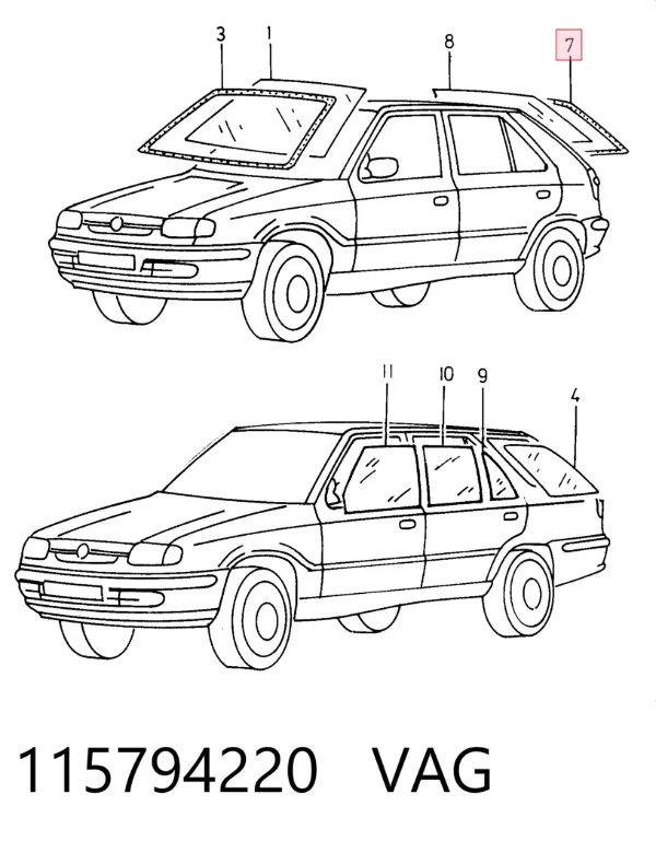Уплотнитель заднего стекла 115794220 VAG