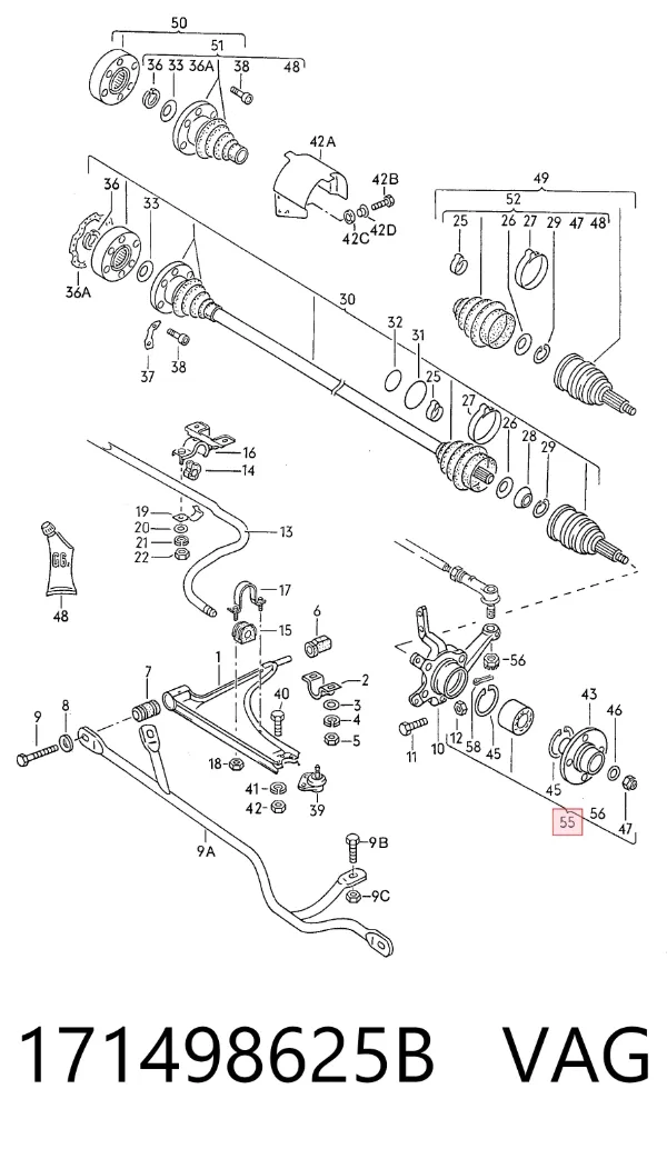 Подшипник ступицы 171498625B VAG