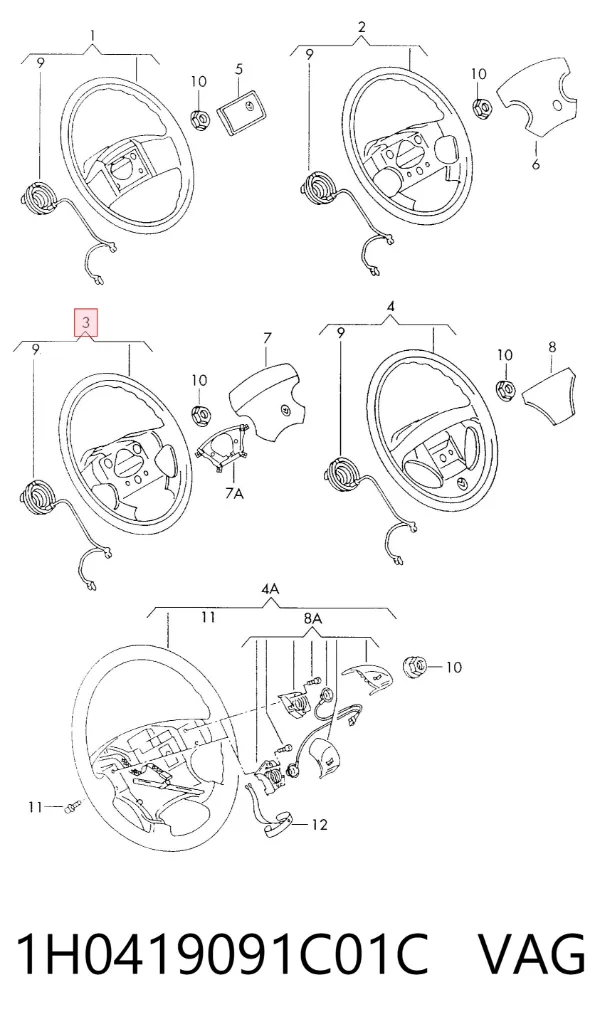 Руль 1H0419091C01C VAG