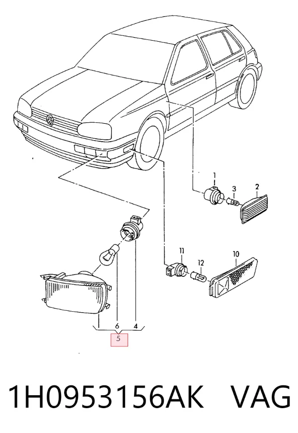 Поворотник правый 1H0953156AK VAG