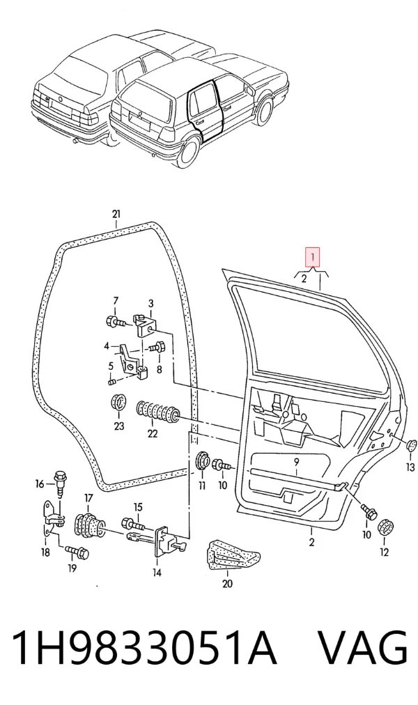 Дверь задняя левая Volkswagen Golf III