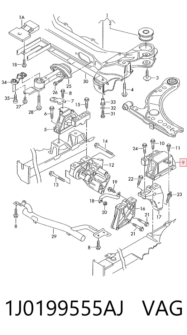 Левая подушка двигателя 1J0199555AJ VAG