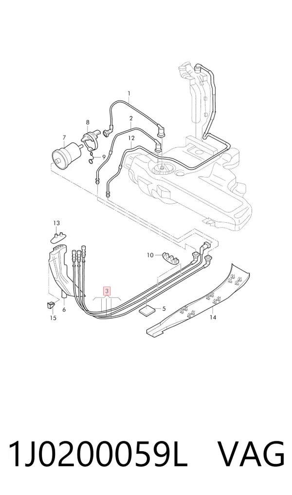 Топливная трубка 1J0200059L VAG