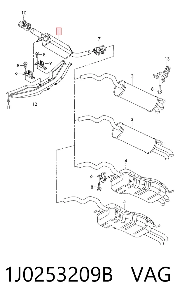 Центральная часть глушителя 1J0253209B VAG