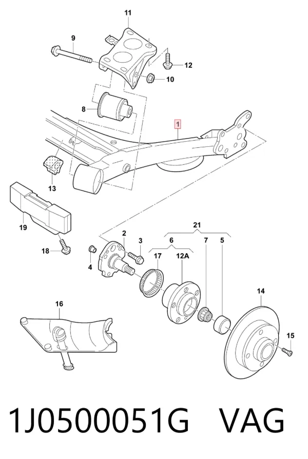 Подрамник задний 1J0500051G VAG