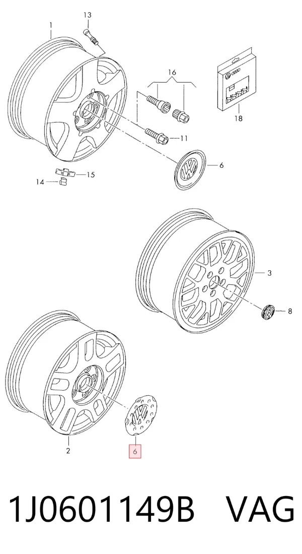 Колпаки 1J0601149B VAG