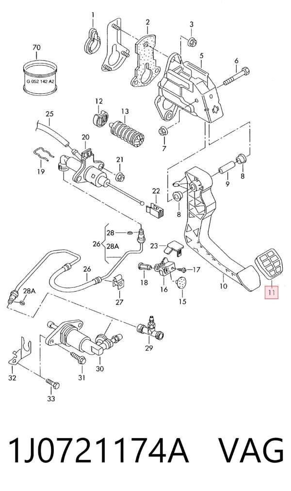 Накладка педали сцепления 1J0721174A VAG