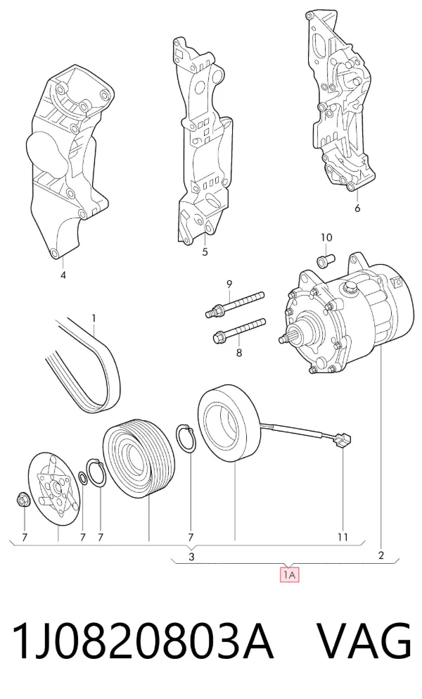 Компрессор кондиционера 1J0820803A VAG