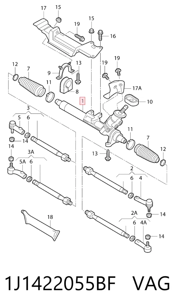 Рулевая рейка 1J1422055BF VAG