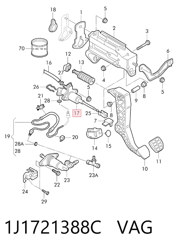 Главный цилиндр сцепления 1J1721388C VAG