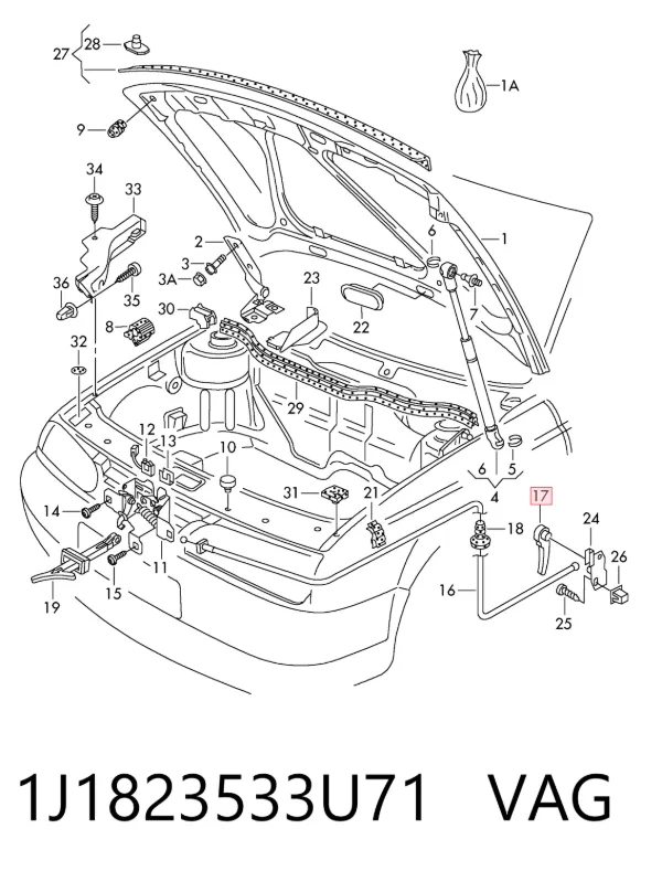 Ручка открывания капота 1J1823533U71 VAG