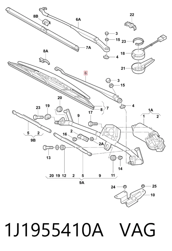 Поводок стеклоочистителя 1J1955410A VAG