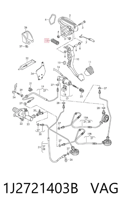 Пружина педали сцепления VAG 1J2721403B