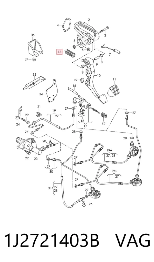 Пружина педали сцепления 1J2721403B VAG