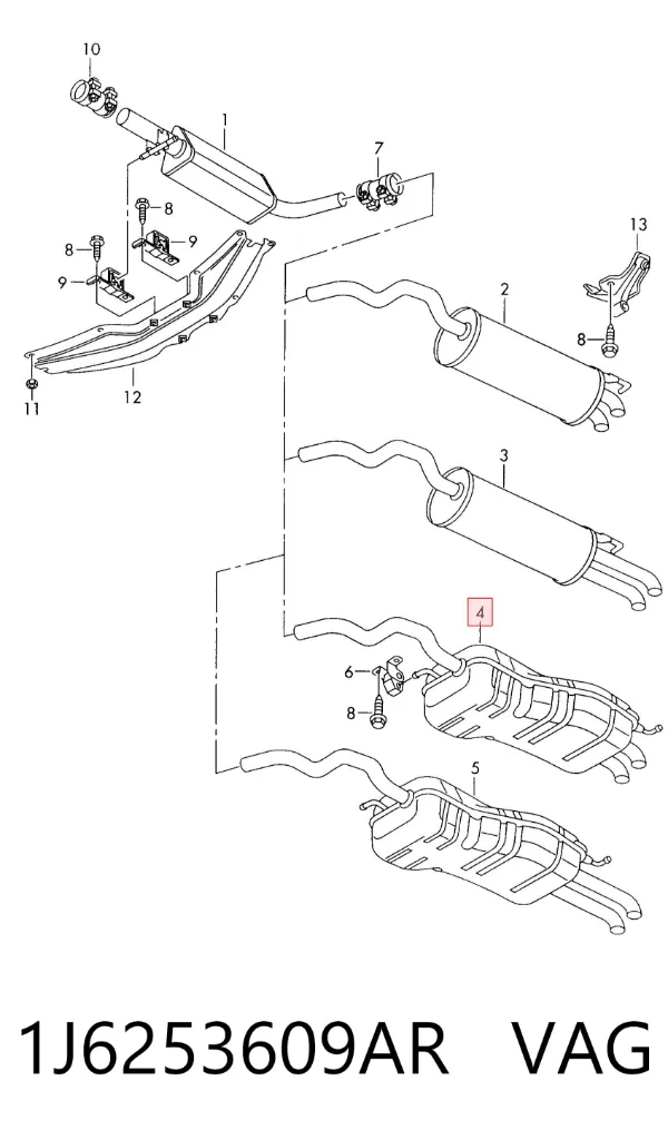 Глушитель задний 1J6253609AR VAG