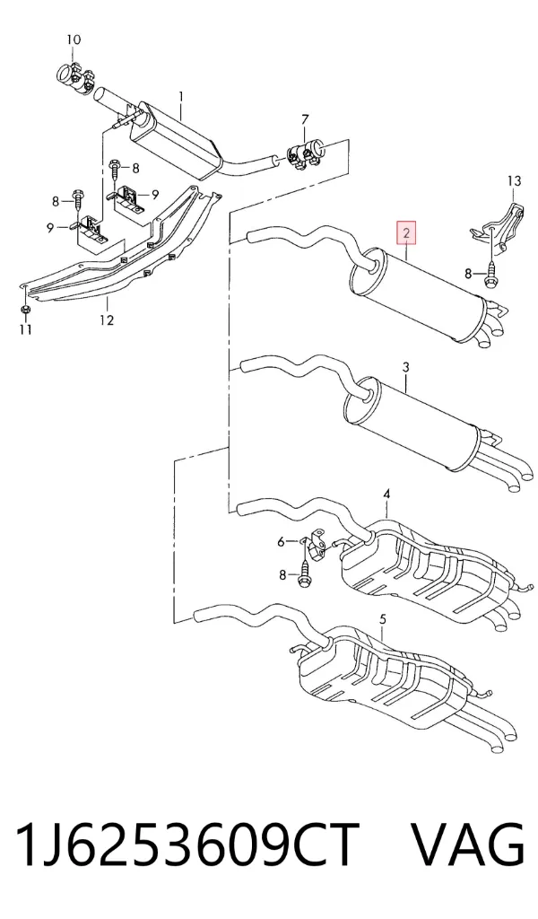 Глушитель задний 1J6253609CT VAG