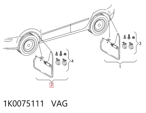 Передние брызговики 1K0075111 VAG