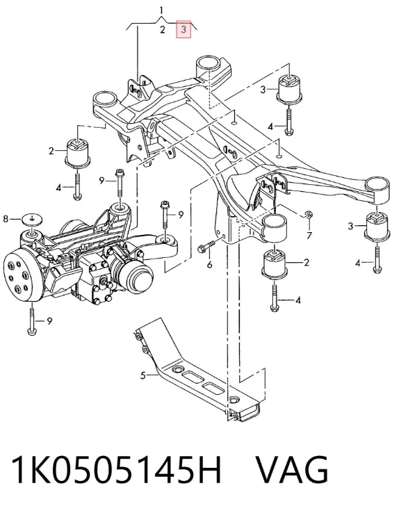Сайлентблок задней балки 1K0505145H VAG