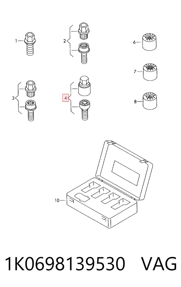 Колесный болт 1K0698139530 VAG