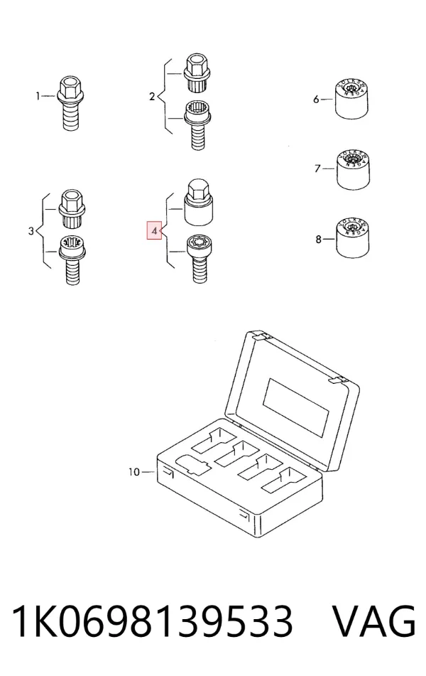 Колесный болт 1K0698139533 VAG