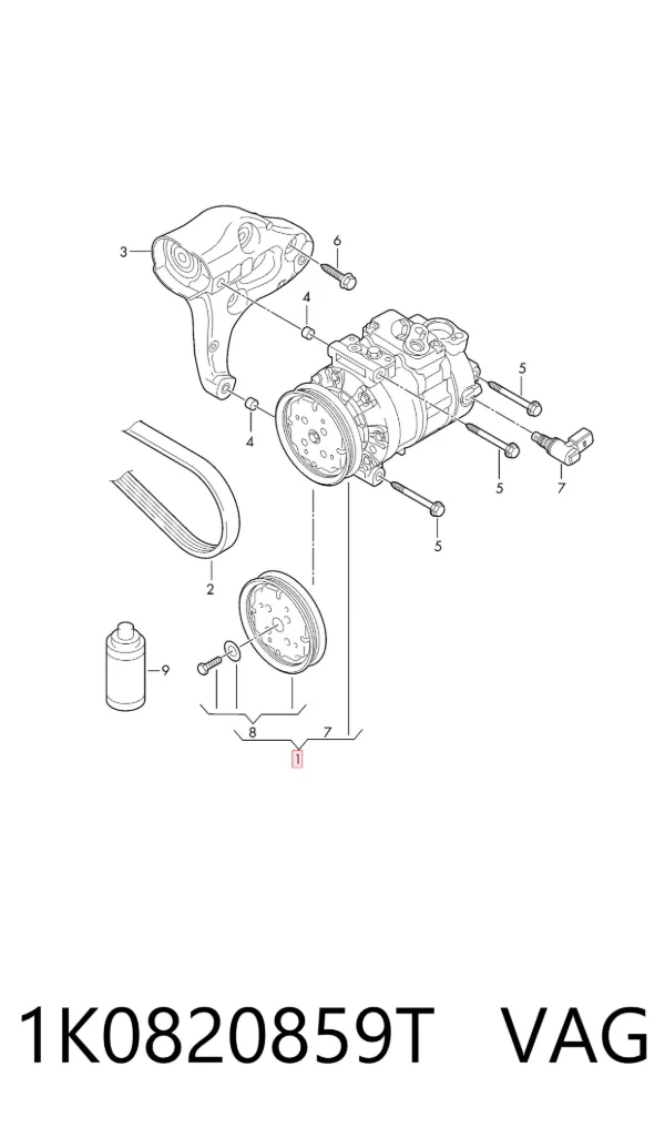 Компрессор кондиционера 1K0820859T VAG