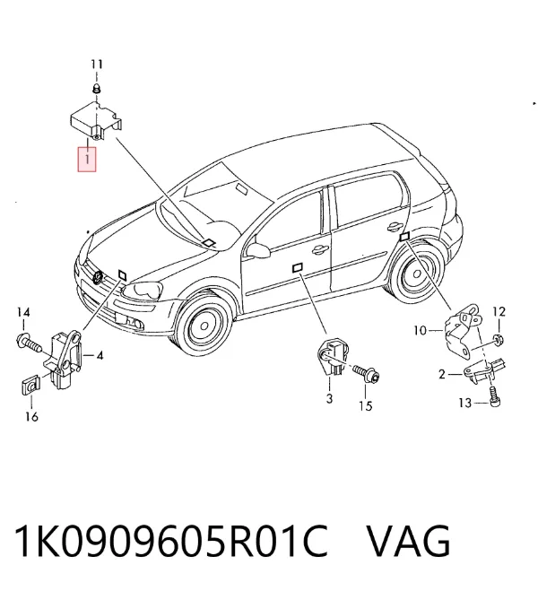 Модуль-процессор управления подушкой безопасности (ЭБУ AIRBAG) 1K0909605R01C VAG