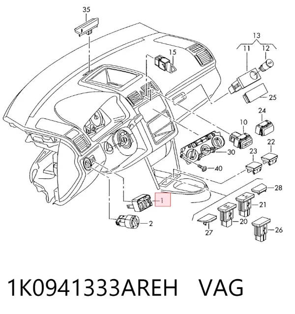 Кнопка (регулятор) корректора фар 1K0941333AREH VAG