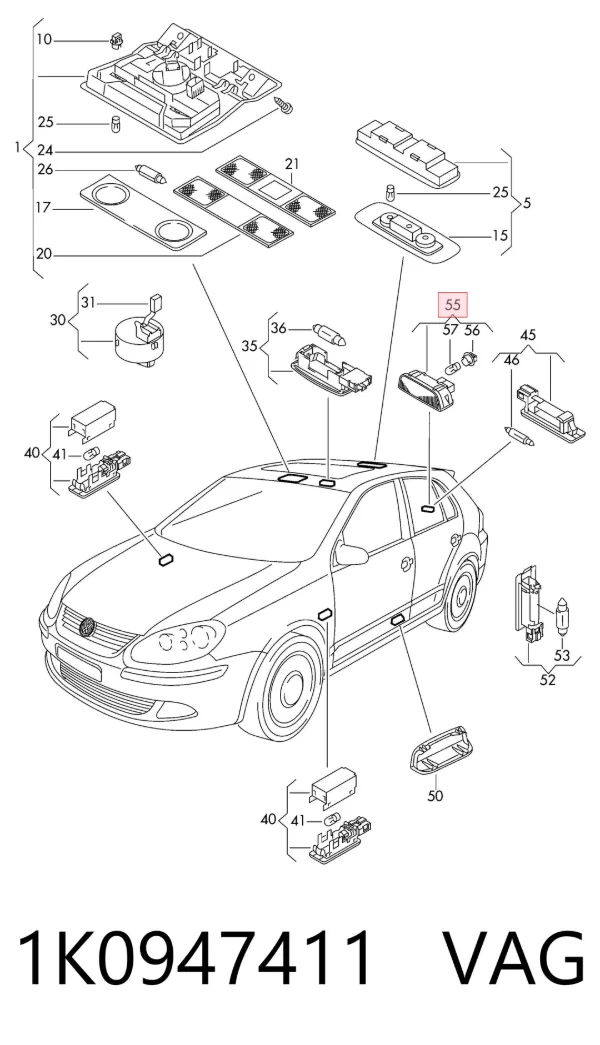 Лампа подсветки в двери 955519ZX Polcar