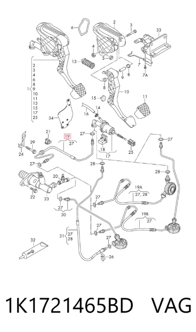 Шланг сцепления VAG 1K1721465BD