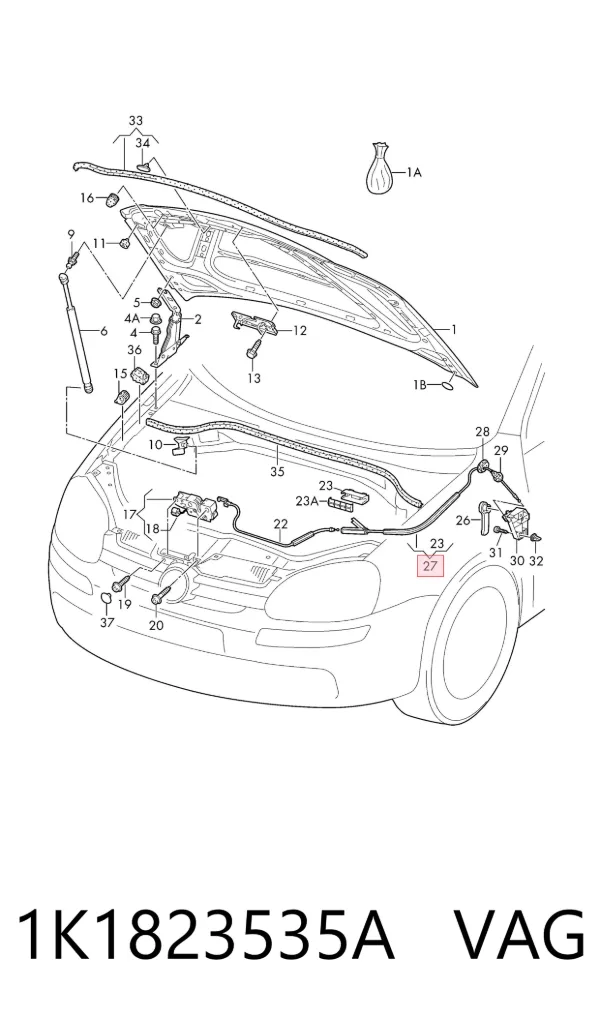 Трос капота Volkswagen Golf V